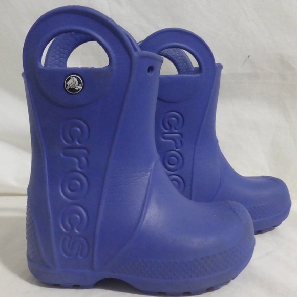 CROCS, blue rain boots, size 7, kids, GUC